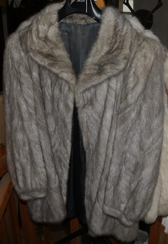 Grey stranded mink jacket